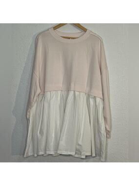 NWOT Free People Eleanor Sweatshirt Mini in delicacy combo Oversized Boho Cottag